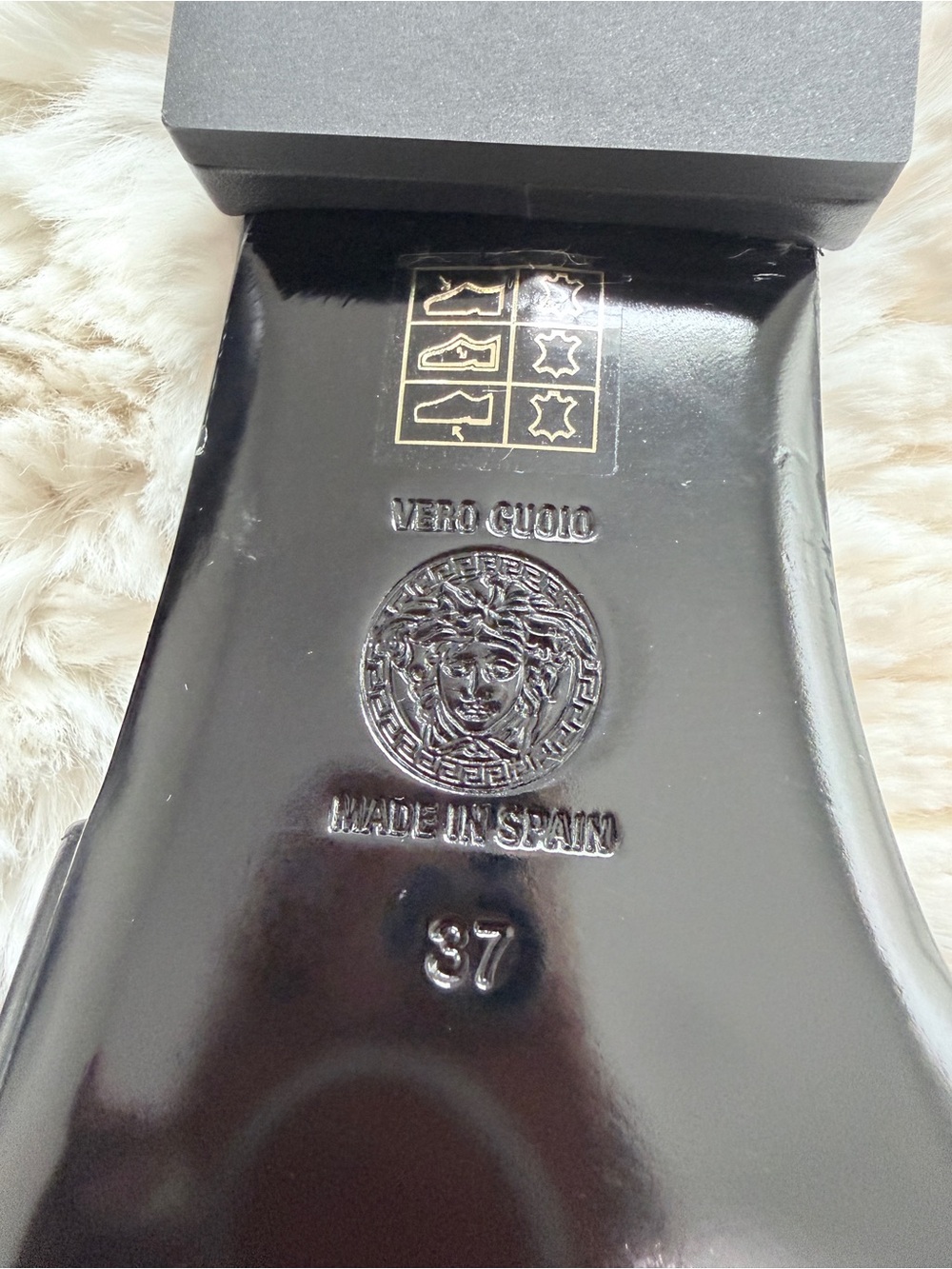Versace Black Leather Slides with Gold Medusa Emblem NWOT no box - Picture 5 of 5